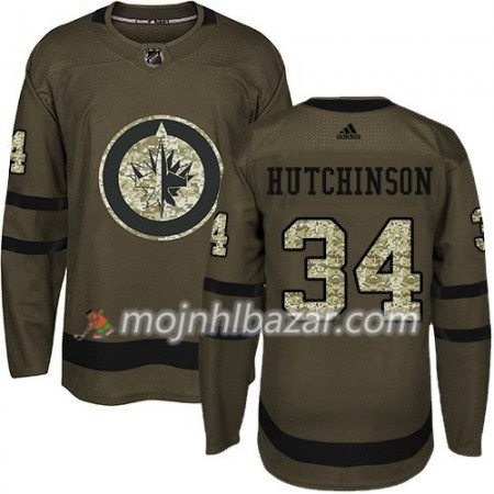 Dresovi Winnipeg Jets Michael Hutchinson 34 Adidas 2017-2018 Camo Zelena Authentic - Muške Dresovi Winnipeg Jets Michael Hutchinson 34 Adidas 2017-2018 Camo Zelena Authentic - Muške